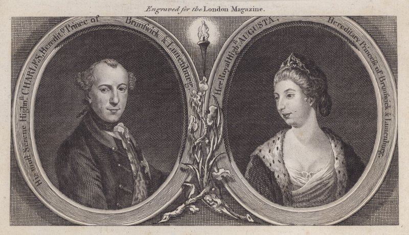 Charles William Ferdinand, Duca di Brunswick, e sua moglie, la Principessa Augusta, sorella di Re Giorgio III da English School
