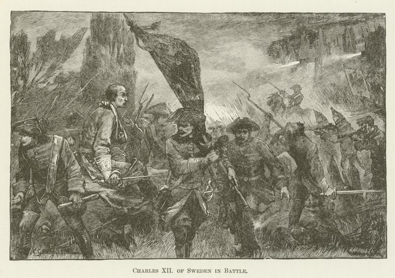 Carlo XII di Svezia in battaglia da English School