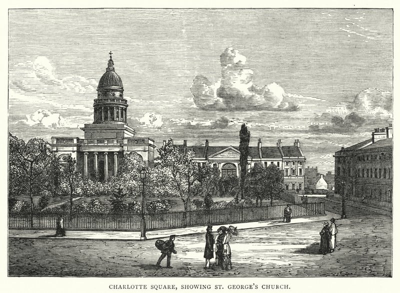 Charlotte Square, con la Chiesa di San Giorgio da English School