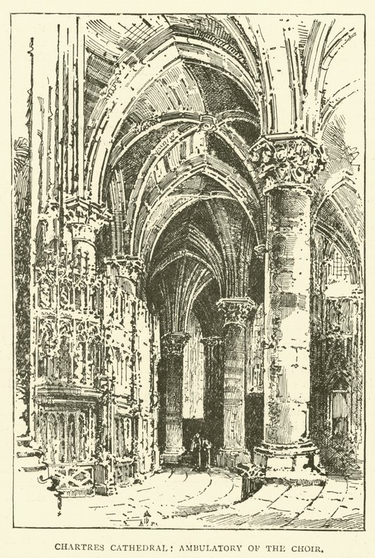 Cattedrale di Chartres, Ambulatorio del coro (incisione) da English School