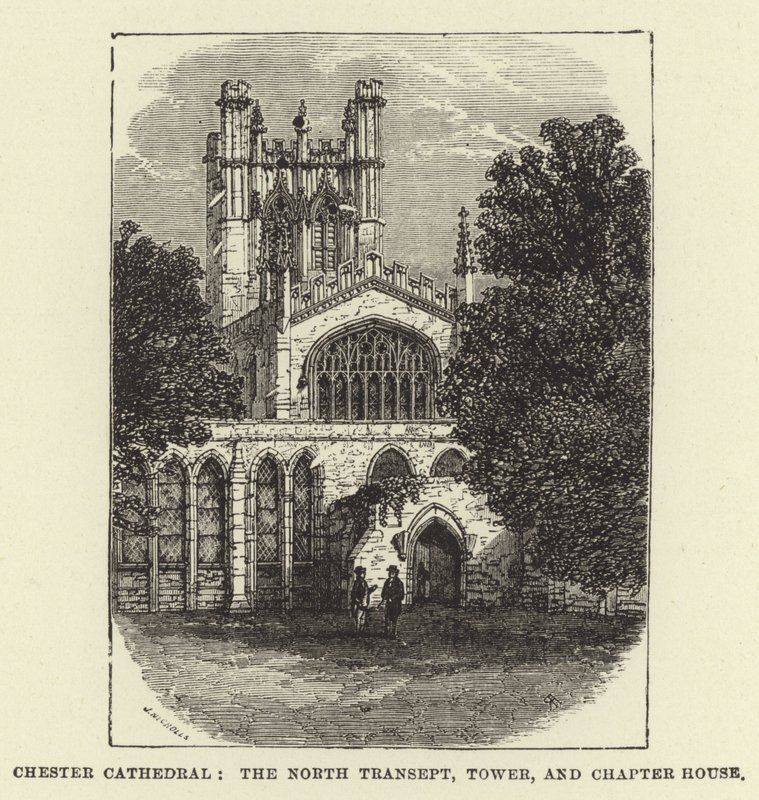 Cattedrale di Chester, transetto nord, torre e sala capitolare da English School