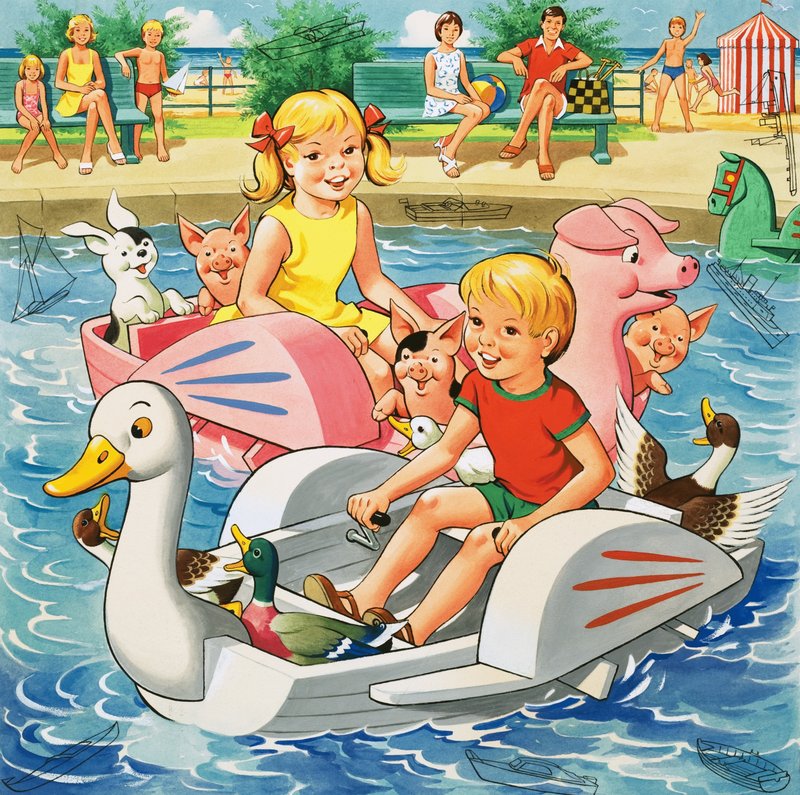 Bambini su pedalò (con oggetti nascosti) da English School