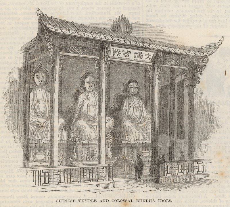 Tempio cinese e idoli colossali di Buddha da English School