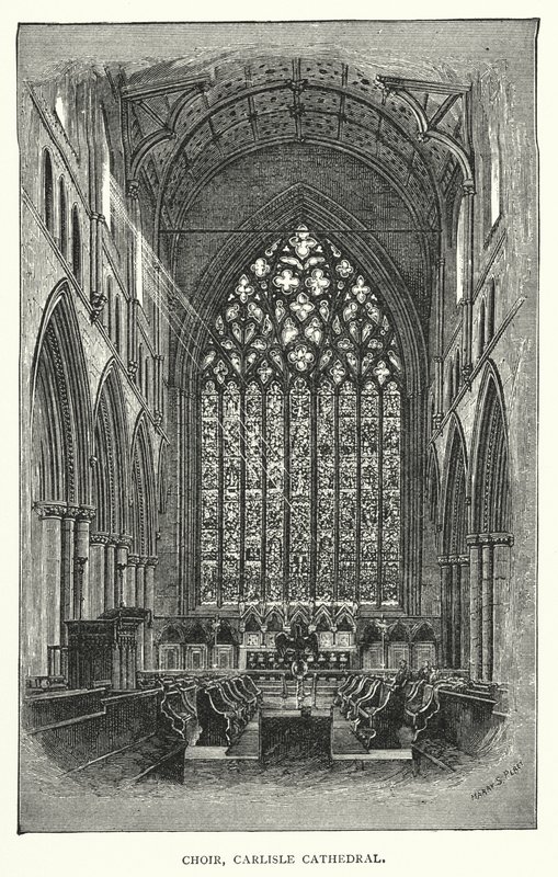 Coro, Cattedrale di Carlisle (incisione) da English School