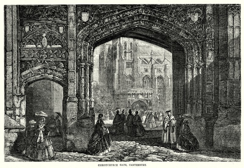 Porta di Christchurch, Canterbury (incisione) da English School