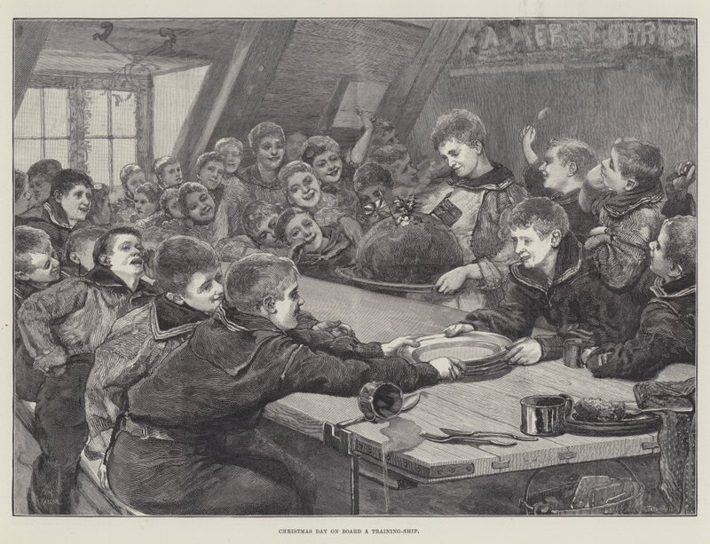Giorno di Natale a Bordo di una Nave Scuola (incisione) da English School