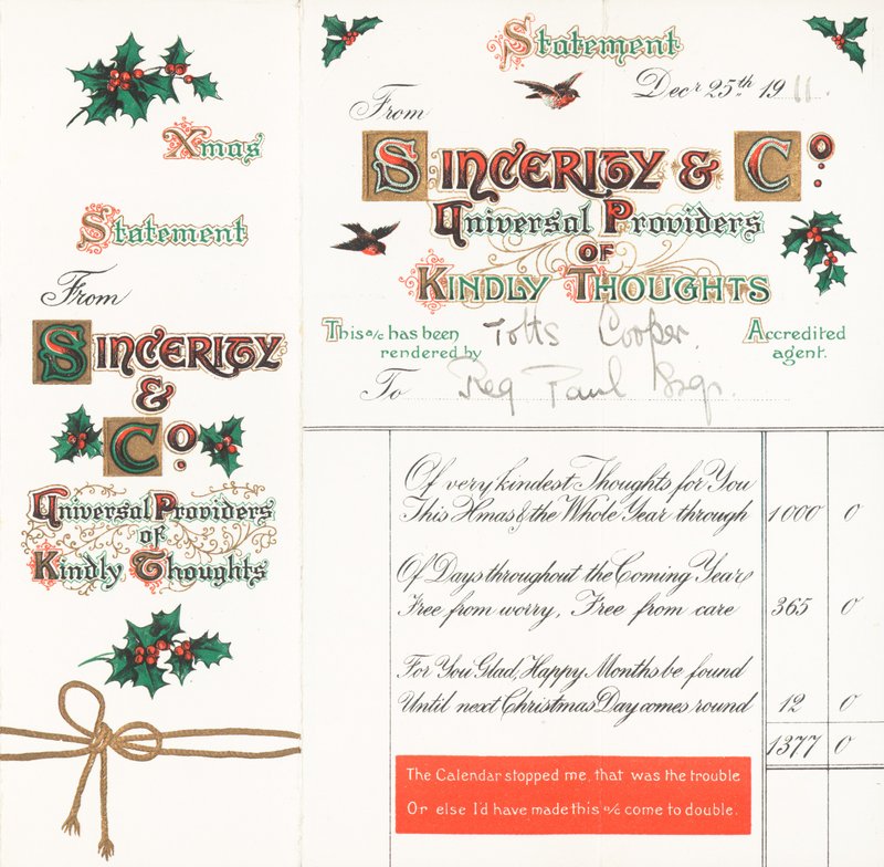 Dichiarazione di Natale (Pensieri gentili), cartolina di Natale da English School