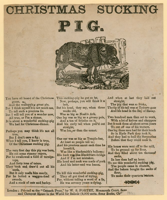 Maialino di Natale, verso datato 1863 da English School