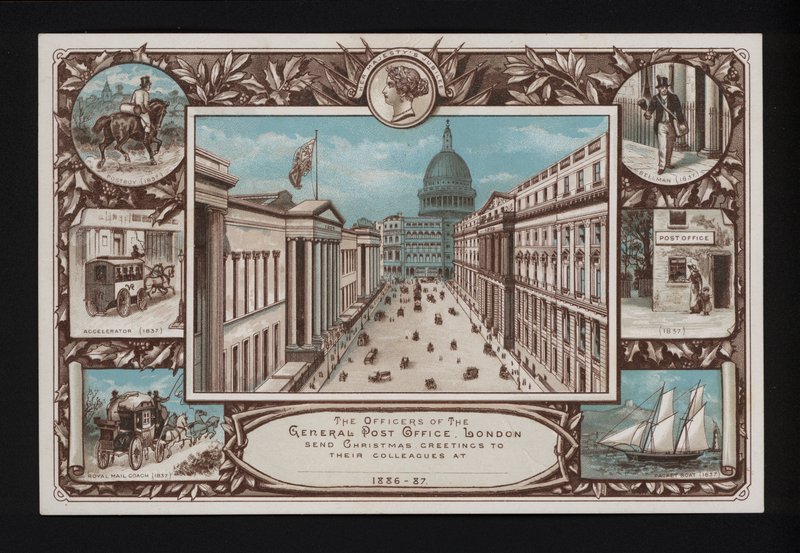 Cartolina di auguri di Natale dal General Post Office, Londra da English School
