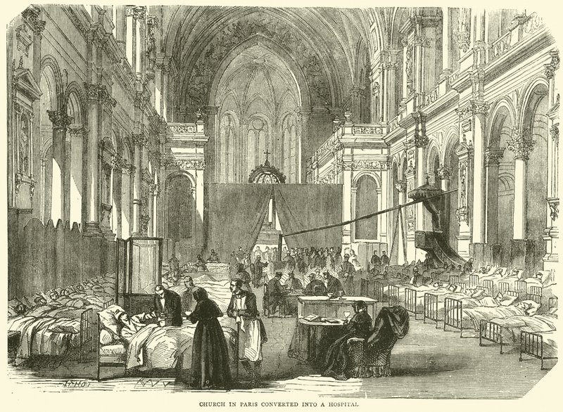 Chiesa a Parigi convertita in ospedale, novembre 1870 da English School