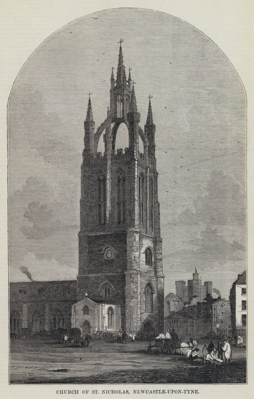Chiesa di San Nicola, Newcastle-upon-Tyne (incisione) da English School