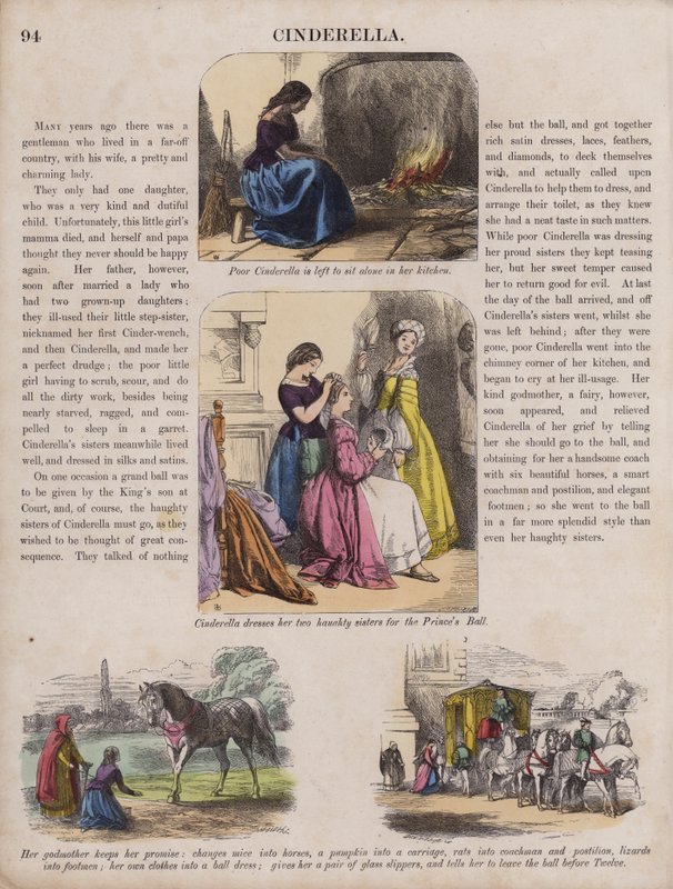 Cenerentola (incisione colorata) da English School