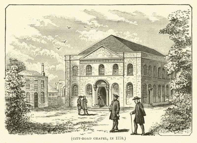 Cappella di City Road, nel 1778 (incisione) da English School