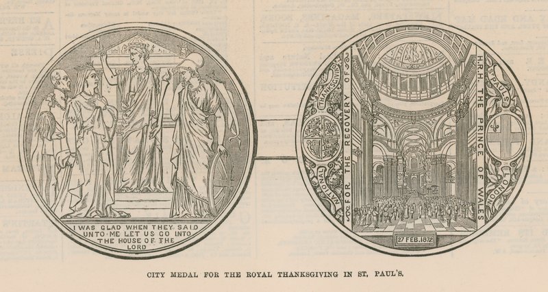 Medaglia della città per il Ringraziamento Reale alla Cattedrale di San Paolo, Londra da English School
