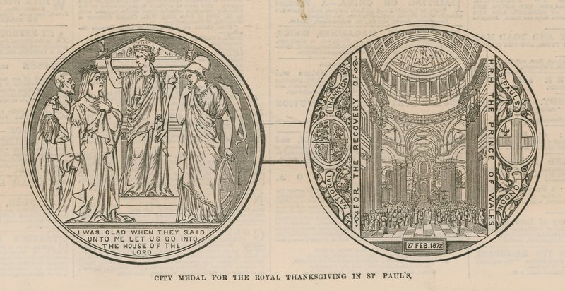 Medaglia della città per il Ringraziamento Reale alla Cattedrale di St Paul, Londra da English School