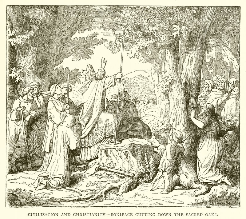 Civiltà e cristianesimo - Bonifacio che abbatte le querce sacre da English School