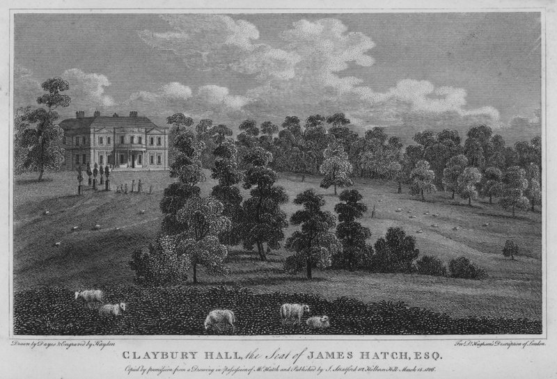 Claybury Hall, la residenza di James Hatch (incisione) da English School