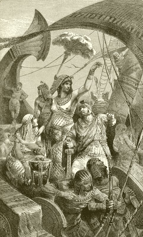 Cleopatra alla Battaglia di Azio da English School