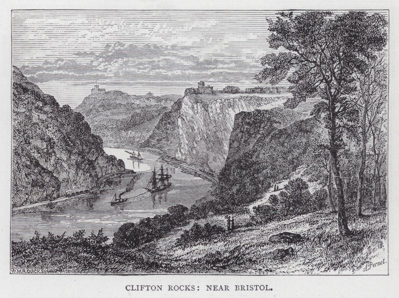 Scogli di Clifton, vicino a Bristol (incisione) da English School