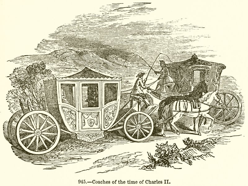 Carrozze del tempo di Carlo II da English School