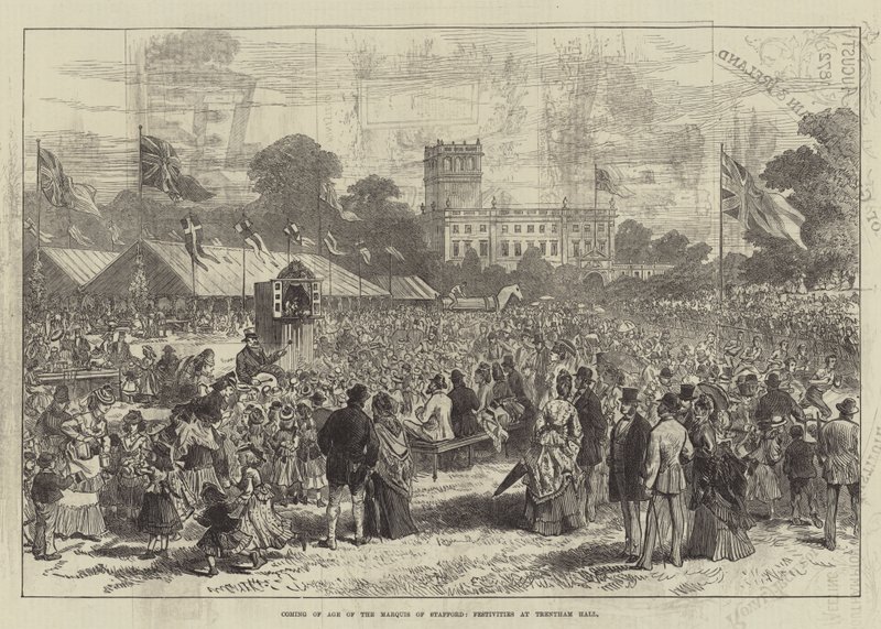 Maggiore Età del Marchese di Stafford, Festività a Trentham Hall (incisione) da English School