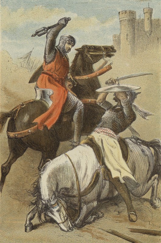 Conflitto tra Goffredo di Buglione e il Saraceno ad Antiochia da English School
