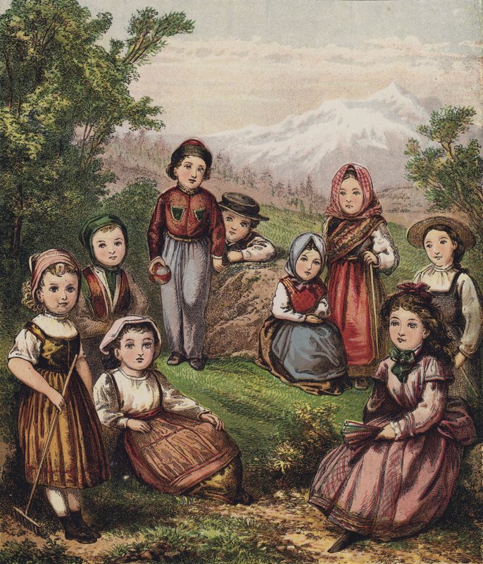 Bambini Continentali (litografia a colori) da English School