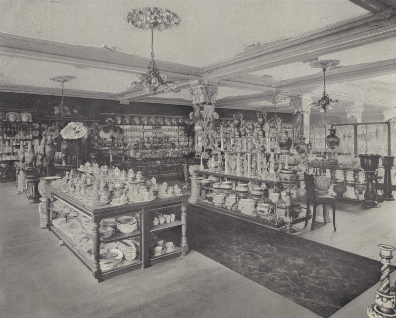 Angolo nelle sale di esposizione della Cina, Harrods (litografia) da English School