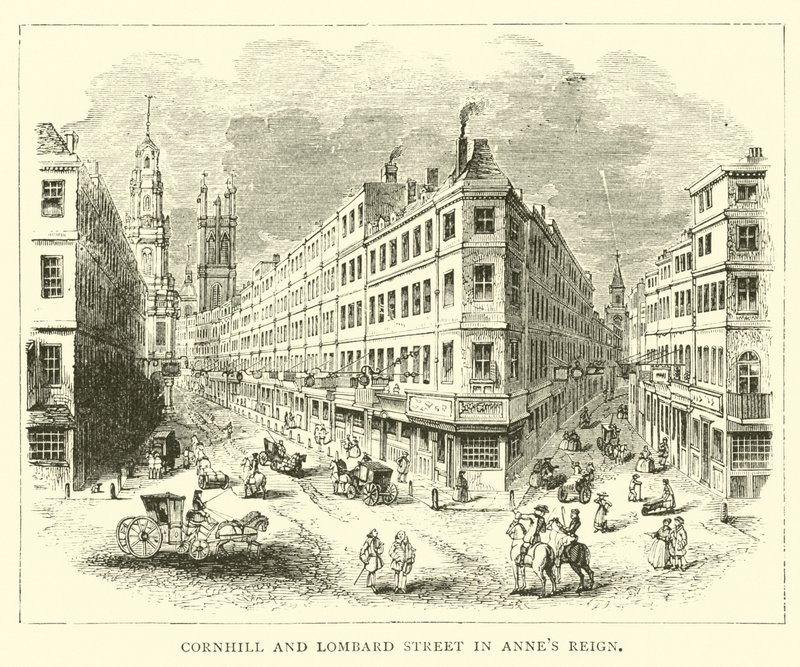 Cornhill e Lombard Street durante il regno di Anna da English School