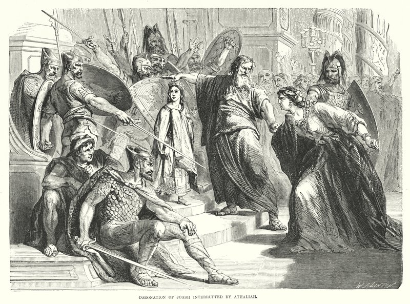 Incoronazione di Ioas interrotta da Atalia (incisione) da English School