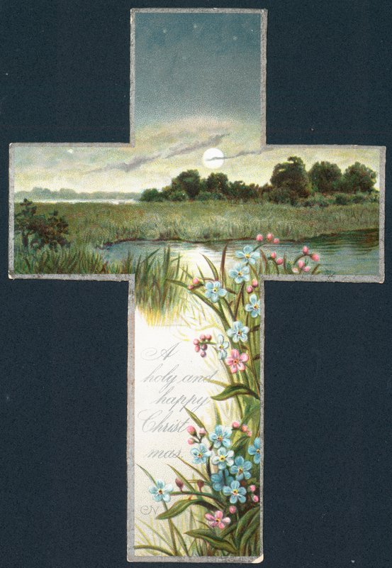 Scena di campagna dentro una croce da English School