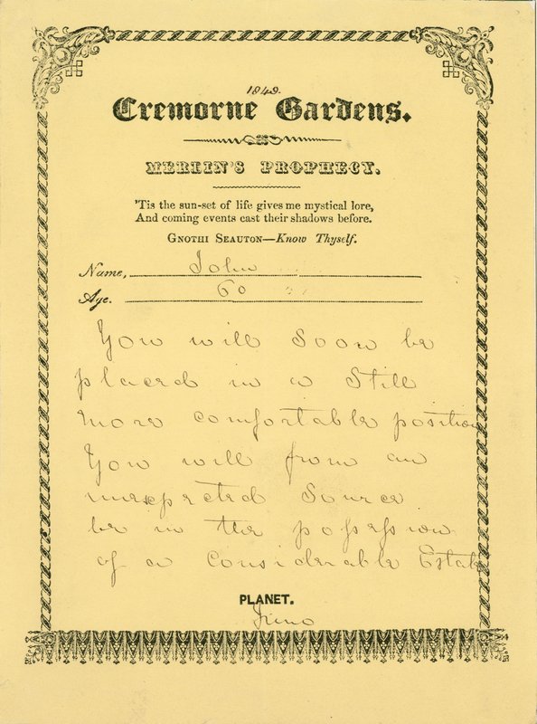 Cremorne Gardens, Londra: La Profezia di Merlino da English School