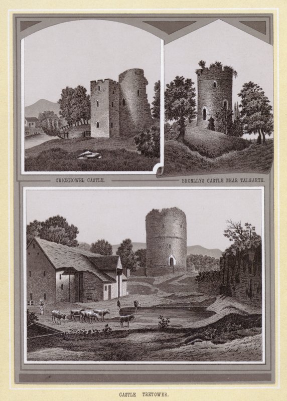 Castello di Crickhowel; Castello di Bronllys vicino a Talgarth; Castello di Tretower da English School