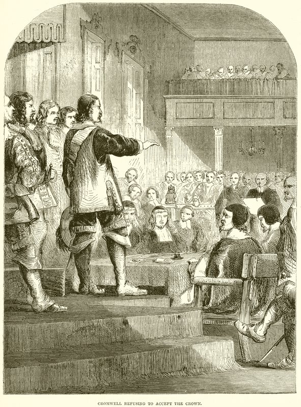 Cromwell rifiuta di accettare la corona da English School