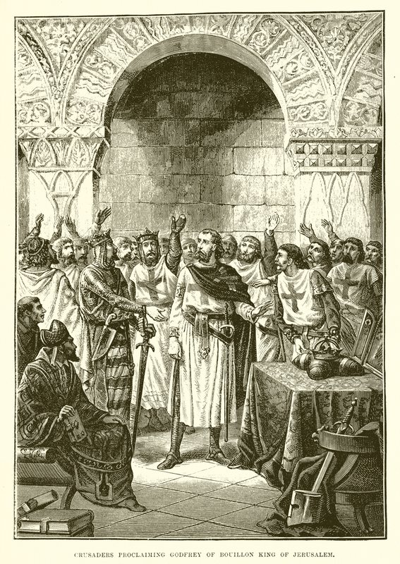 I crociati proclamano Goffredo di Buglione re di Gerusalemme da English School