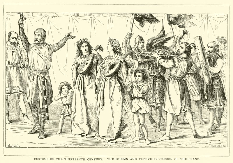 Costumi del XIII secolo, la solenne e festosa processione della Gru da English School
