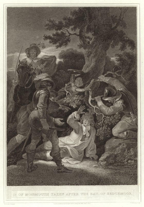 Duca di Monmouth catturato dopo la battaglia di Sedgemoor (incisione) da English School