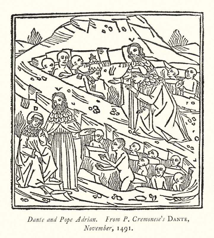 Dante e Papa Adriano, dal Dante di P Cremonese, novembre 1491 da English School