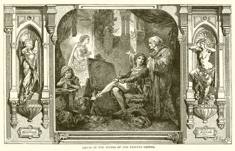 Dante nello studio del pittore Giotto da English School