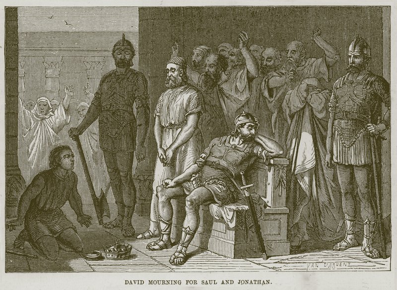 Davide piange per Saul e Jonathan, illustrazione da The Childs Bible, c.1880 da English School