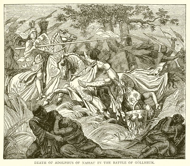 Morte di Adolfo di Nassau nella battaglia di Göllheim da English School
