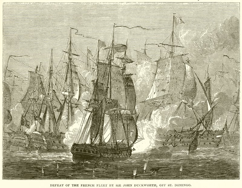 Sconfitta della flotta francese da parte di Sir John Duckworth, al largo di Santo Domingo da English School