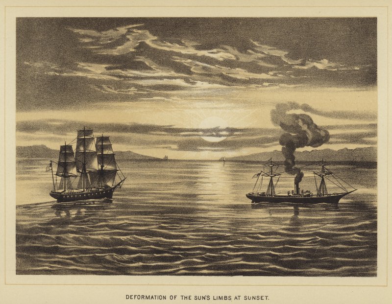 Deformazione dei bordi del sole al tramonto da English School