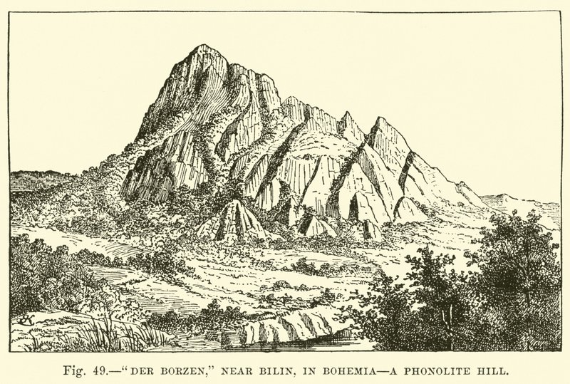 Der Borzen, vicino a Bilin, in Boemia, una collina di fonolite da English School