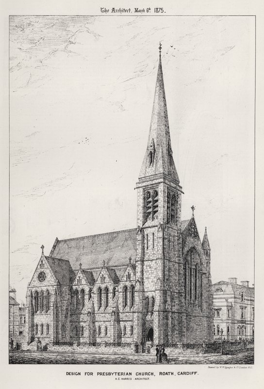 Progetto per la Chiesa Presbiteriana, Roath, Cardiff (incisione) da English School