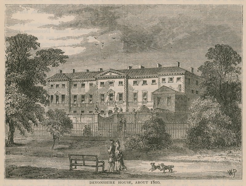 Devonshire House, Londra, circa 1800 da English School