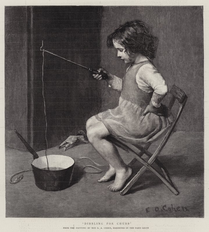Pesca alla lenza per Chubb (incisione) da English School