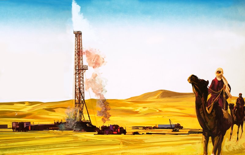 Scavare per il petrolio nel deserto da English School