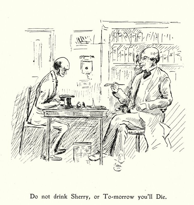 Non bere sherry, o domani morirai; mangia, bevi e sii felice perché domani moriremo (litografia) da English School