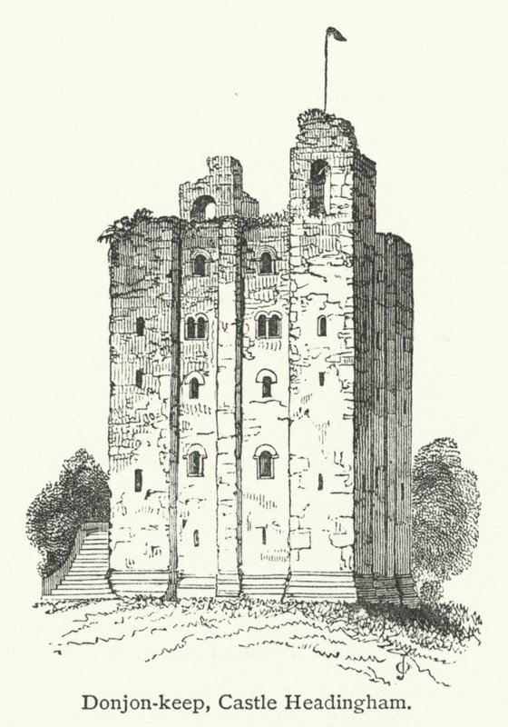 Mastio, Castello di Headingham (incisione) da English School